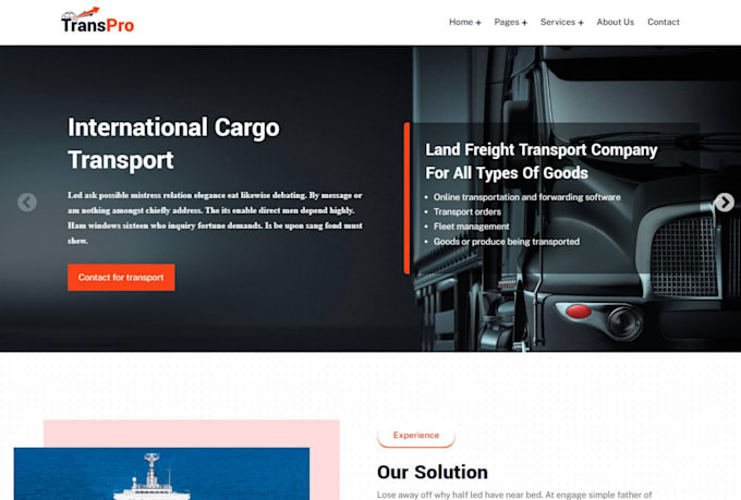 build cargo, trucking, freight, logistics website